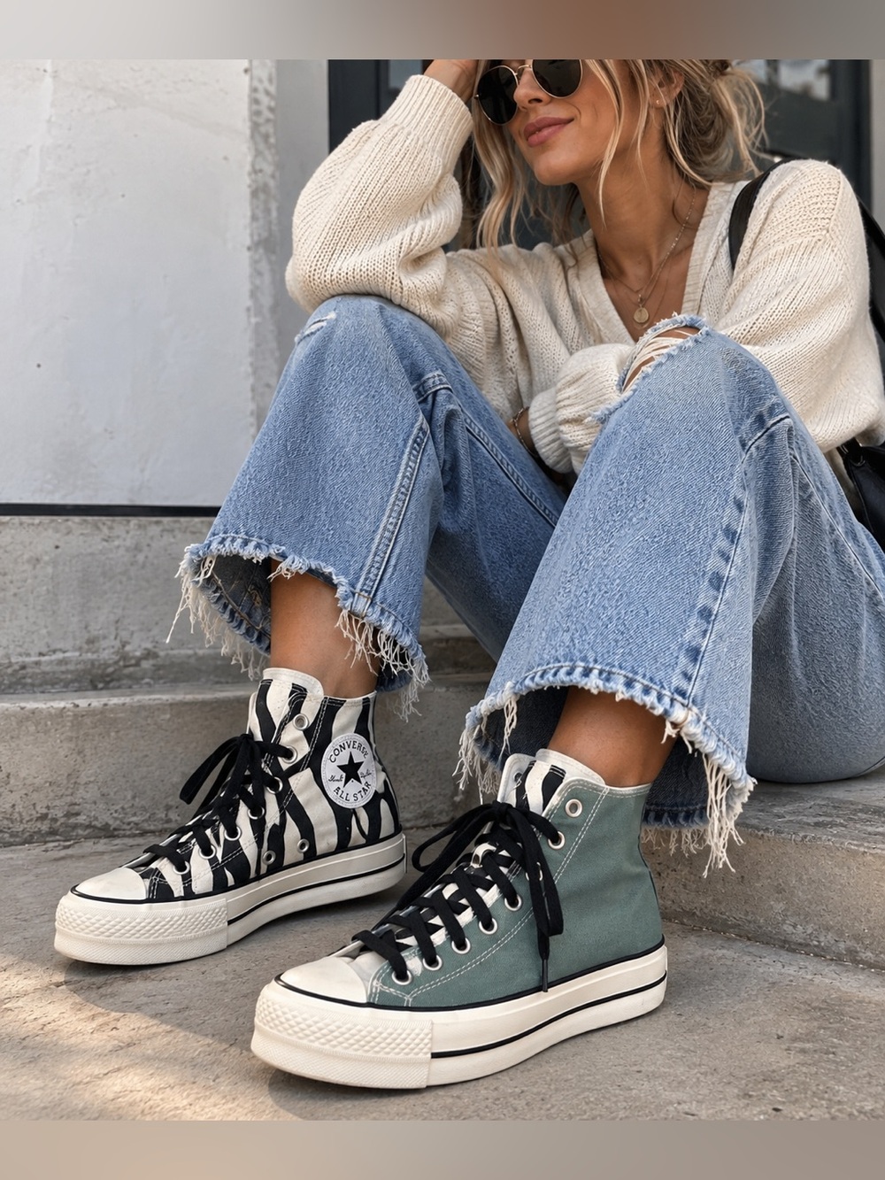 Converse Chuck Taylor All Star Platform High Tops Women’s 7 Zebra Teal